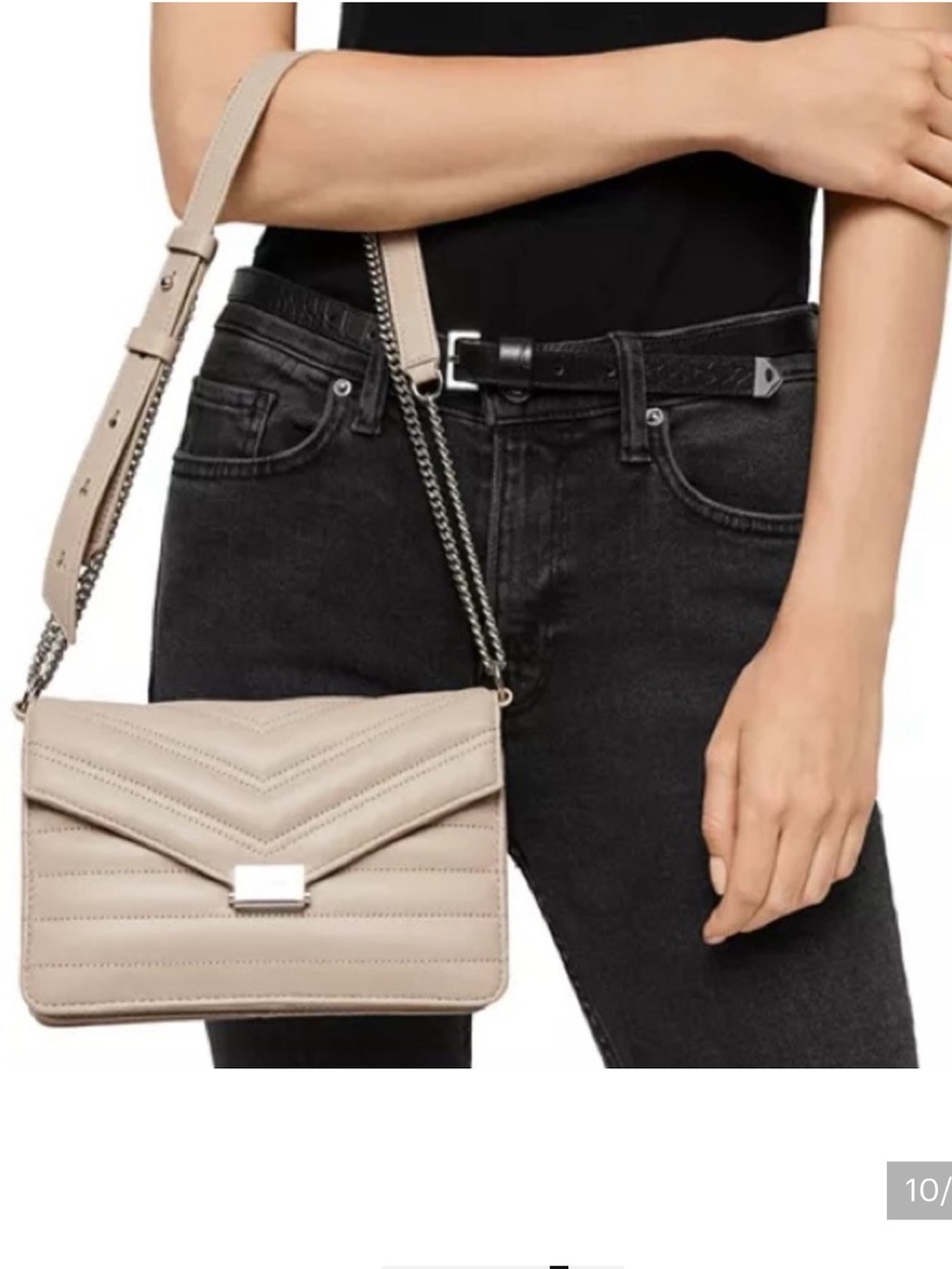 All Saints Justine Crossbody quilted leather bag